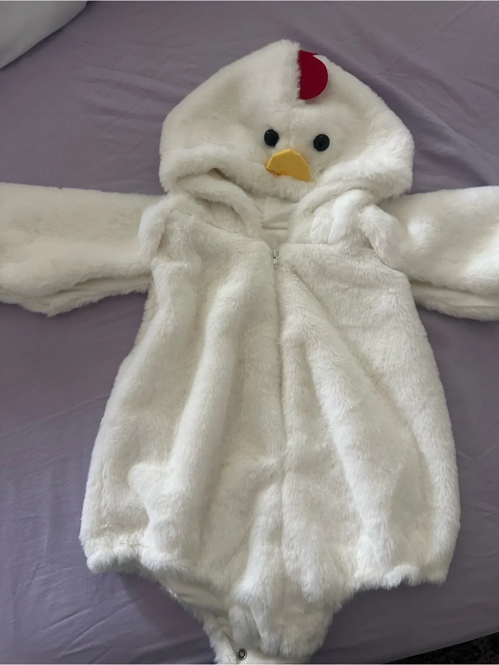 White Fuzzy Chicken Hooded Kids Pajamas/ costume LIKE NEW size 2T